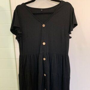 Black Baby doll button down dress XL